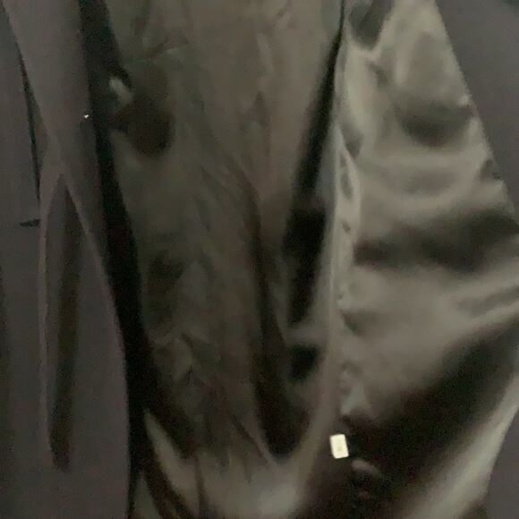 NEIMAN‎ MARCUS ELEGANT DARK BLUE LONG WOOL SNAP BUTTON COAT SIZE 12 - Picture 7 of 10